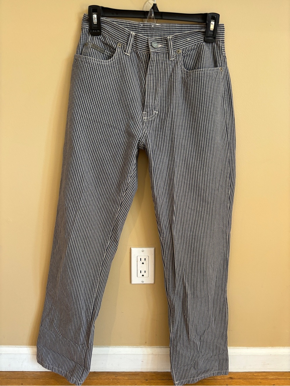 Vintage Calvin Klein Jeans Striped Straight Leg Pants 100% Cotton Size 4